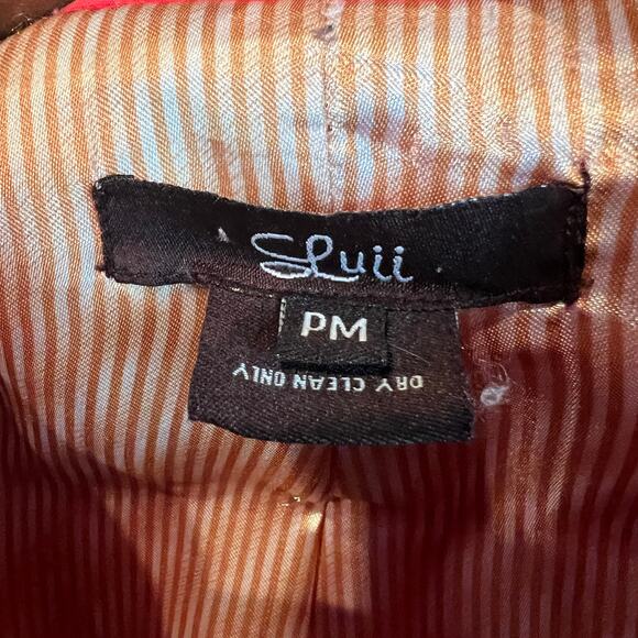 Luii Anthropologie Belted Waist Jacket Elbow Sleeve Triple Button Career - PM - Picture 6 of 8